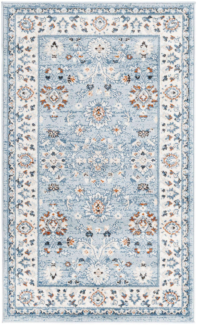 Aqua Blue 3' 1 x 5' 3 Charlotte Rectangle Area Rug 100% Polypropylene With Jute Backing Traditional Classical Durable Carpet for Living Dining Office Rooms for Sale at Rug Engine