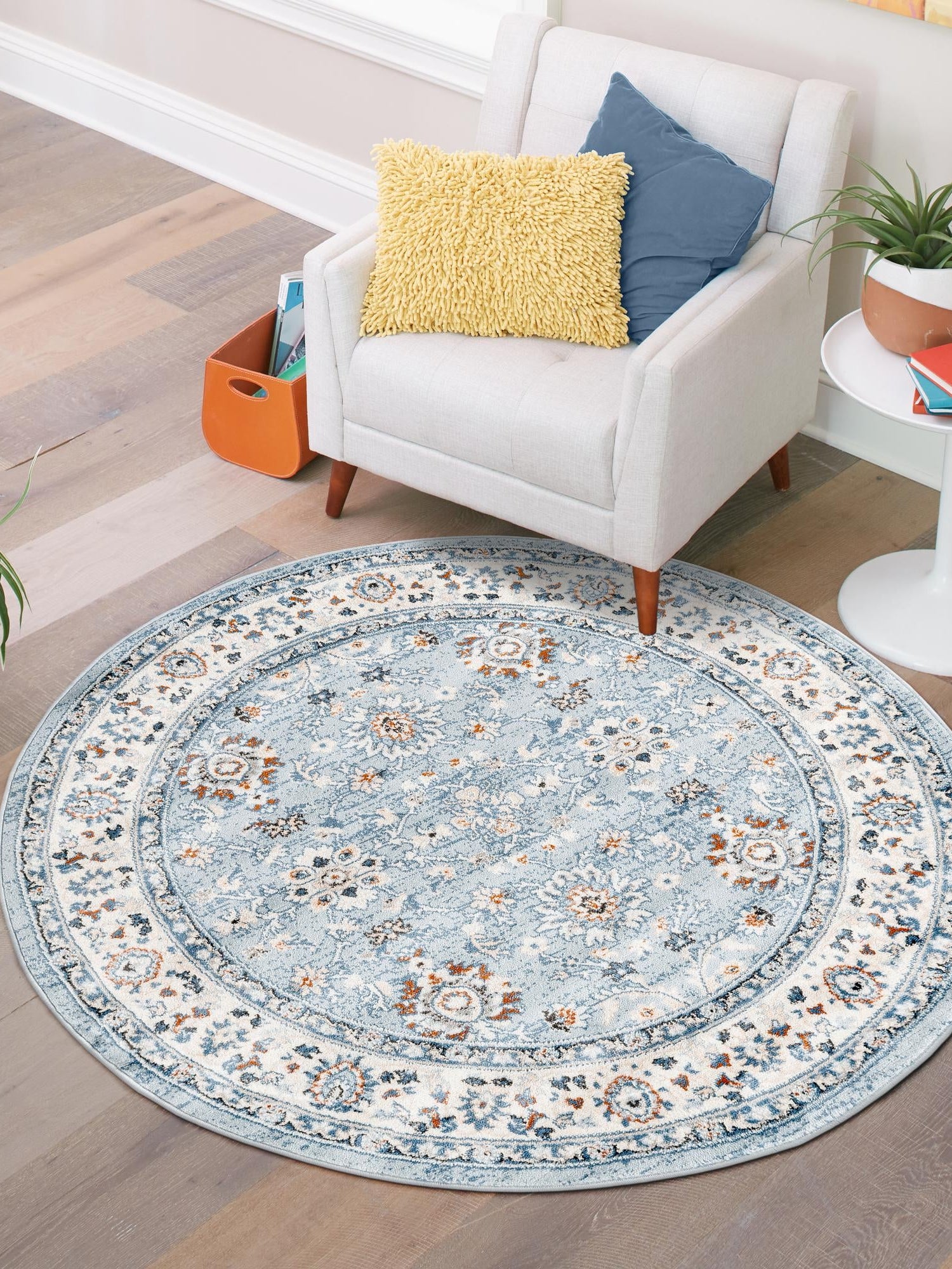 Aqua Blue 10' x 10' Charlotte Round Area Rug 100% Polypropylene With Jute Backing Traditional Classical Durable Carpet for Living Dining Office Rooms for Sale at Rug Engine