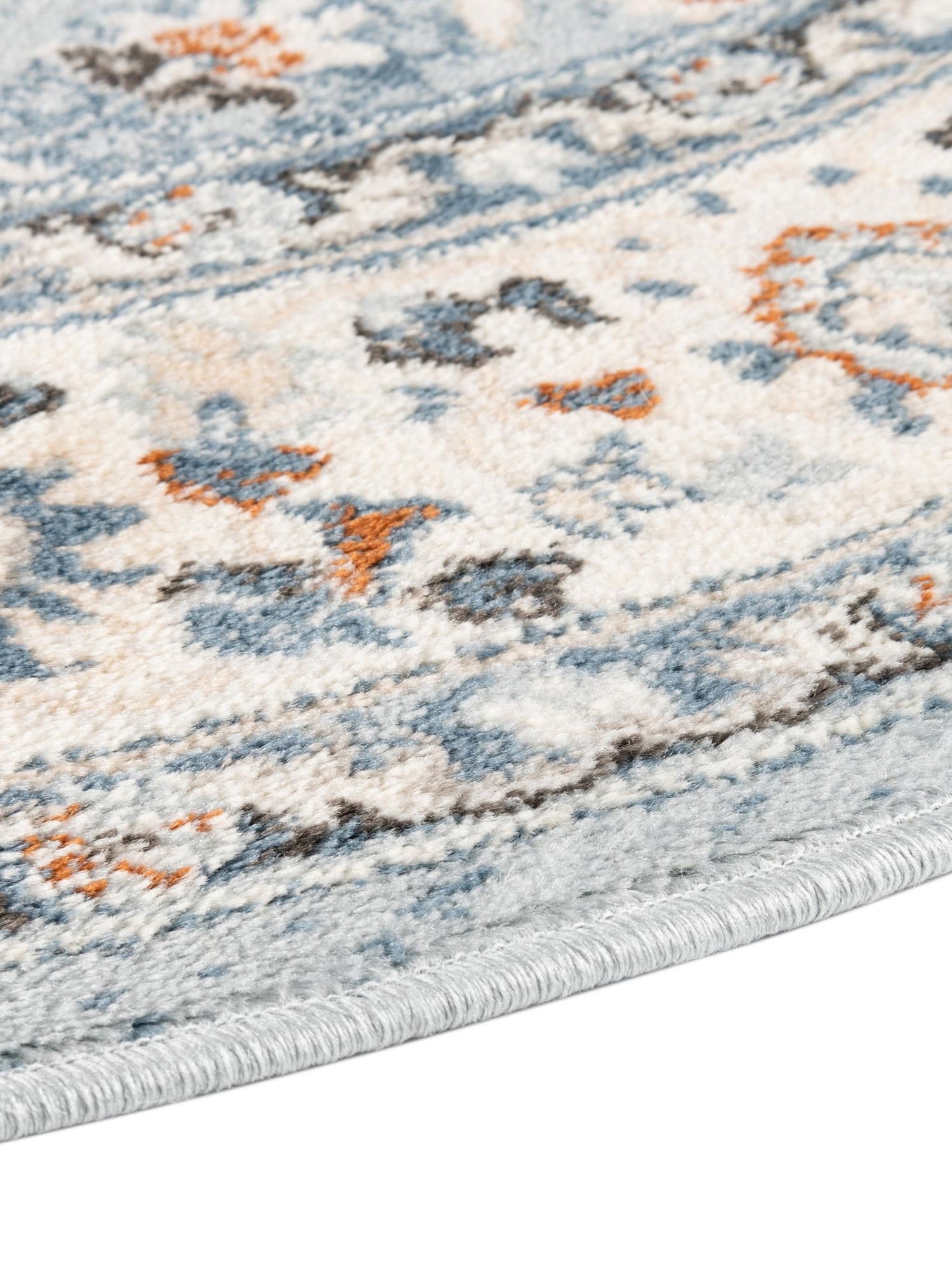 Aqua Blue 3' 1 x 3' 1 Charlotte Round Area Rug 100% Polypropylene With Jute Backing Traditional Classical Durable Carpet for Living Dining Office Rooms for Sale at Rug Engine