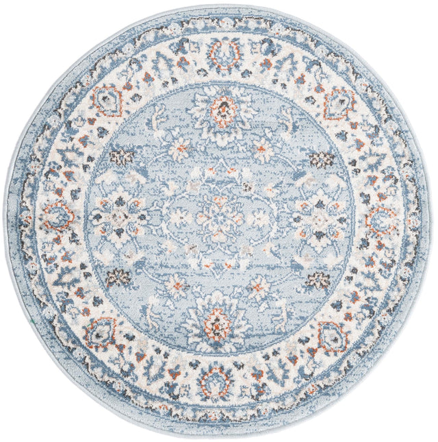 Aqua Blue 3' 1 x 3' 1 Charlotte Round Area Rug 100% Polypropylene With Jute Backing Traditional Classical Durable Carpet for Living Dining Office Rooms for Sale at Rug Engine
