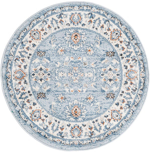 Aqua Blue 3' 1 x 3' 1 Charlotte Round Area Rug 100% Polypropylene With Jute Backing Traditional Classical Durable Carpet for Living Dining Office Rooms for Sale at Rug Engine