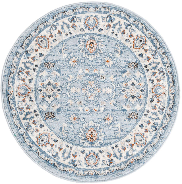 Aqua Blue 3' 1 x 3' 1 Charlotte Round Area Rug 100% Polypropylene With Jute Backing Traditional Classical Durable Carpet for Living Dining Office Rooms for Sale at Rug Engine