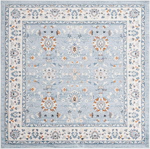 Aqua Blue 7' 10 x 7' 10 Charlotte Square Area Rug 100% Polypropylene With Jute Backing Traditional Classical Durable Carpet for Living Dining Office Rooms for Sale at Rug Engine