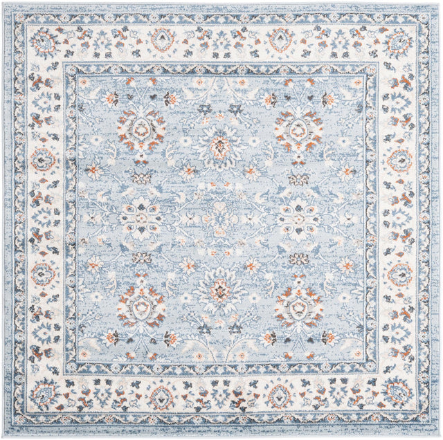 Aqua Blue 5' 3 x 5' 3 Charlotte Square Area Rug 100% Polypropylene With Jute Backing Traditional Classical Durable Carpet for Living Dining Office Rooms for Sale at Rug Engine