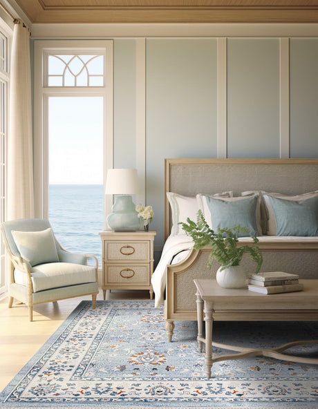 Aqua Blue 10' x 10' Charlotte Square Area Rug 100% Polypropylene With Jute Backing Traditional Classical Durable Carpet for Living Dining Office Rooms for Sale at Rug Engine