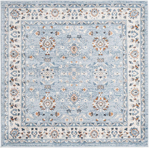 Aqua Blue 5' 3 x 5' 3 Charlotte Square Area Rug 100% Polypropylene With Jute Backing Traditional Classical Durable Carpet for Living Dining Office Rooms for Sale at Rug Engine