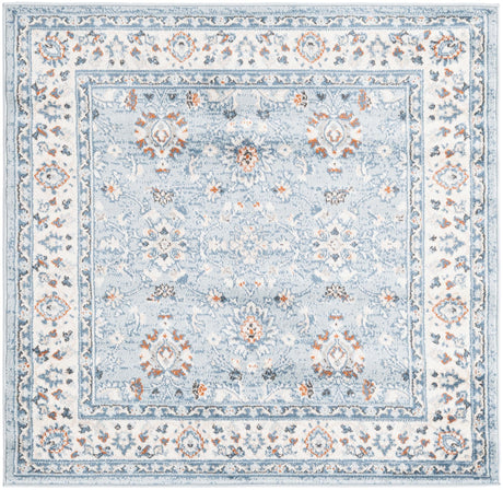 Aqua Blue 4' 1 x 4' 1 Charlotte Square Area Rug 100% Polypropylene With Jute Backing Traditional Classical Durable Carpet for Living Dining Office Rooms for Sale at Rug Engine