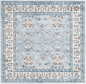 Aqua Blue 4' 1 x 4' 1 Charlotte Square Area Rug 100% Polypropylene With Jute Backing Traditional Classical Durable Carpet for Living Dining Office Rooms for Sale at Rug Engine