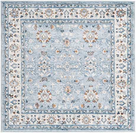 Aqua Blue 4' 1 x 4' 1 Charlotte Square Area Rug 100% Polypropylene With Jute Backing Traditional Classical Durable Carpet for Living Dining Office Rooms for Sale at Rug Engine