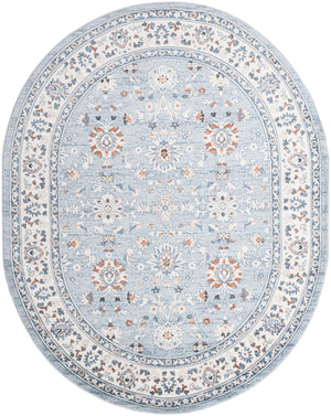 Aqua Blue 7' 10 x 10' Charlotte Oval Area Rug 100% Polypropylene With Jute Backing Traditional Classical Durable Carpet for Living Dining Office Rooms for Sale at Rug Engine