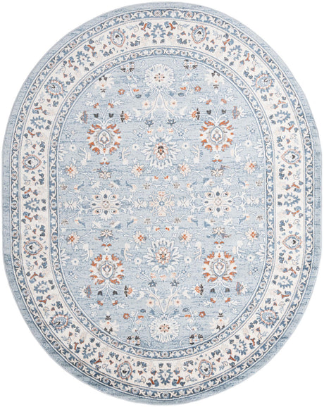Aqua Blue 7' 10 x 10' Charlotte Oval Area Rug 100% Polypropylene With Jute Backing Traditional Classical Durable Carpet for Living Dining Office Rooms for Sale at Rug Engine