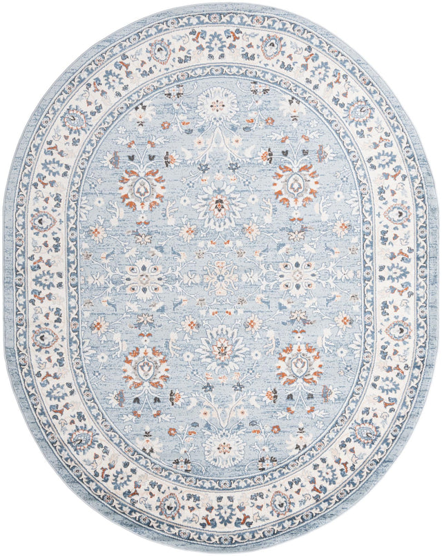Aqua Blue 7' 10 x 10' Charlotte Oval Area Rug 100% Polypropylene With Jute Backing Traditional Classical Durable Carpet for Living Dining Office Rooms for Sale at Rug Engine