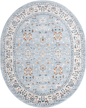 Aqua Blue 7' 10 x 10' Charlotte Oval Area Rug 100% Polypropylene With Jute Backing Traditional Classical Durable Carpet for Living Dining Office Rooms for Sale at Rug Engine