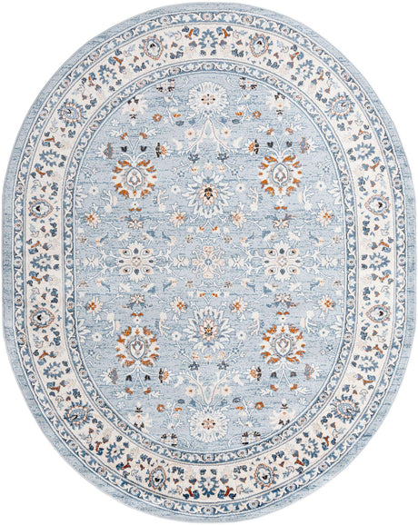 Aqua Blue 7' 10 x 10' Charlotte Oval Area Rug 100% Polypropylene With Jute Backing Traditional Classical Durable Carpet for Living Dining Office Rooms for Sale at Rug Engine