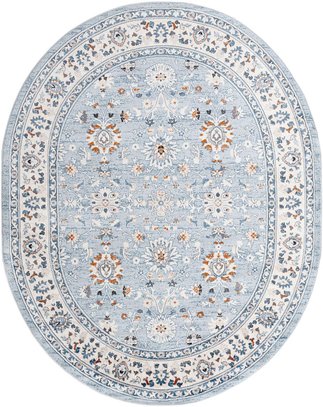 Aqua Blue 7' 10 x 10' Charlotte Oval Area Rug 100% Polypropylene With Jute Backing Traditional Classical Durable Carpet for Living Dining Office Rooms for Sale at Rug Engine