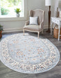 Aqua Blue 3' 1 x 5' 3 Charlotte Oval Area Rug 100% Polypropylene With Jute Backing Traditional Classical Durable Carpet for Living Dining Office Rooms for Sale at Rug Engine