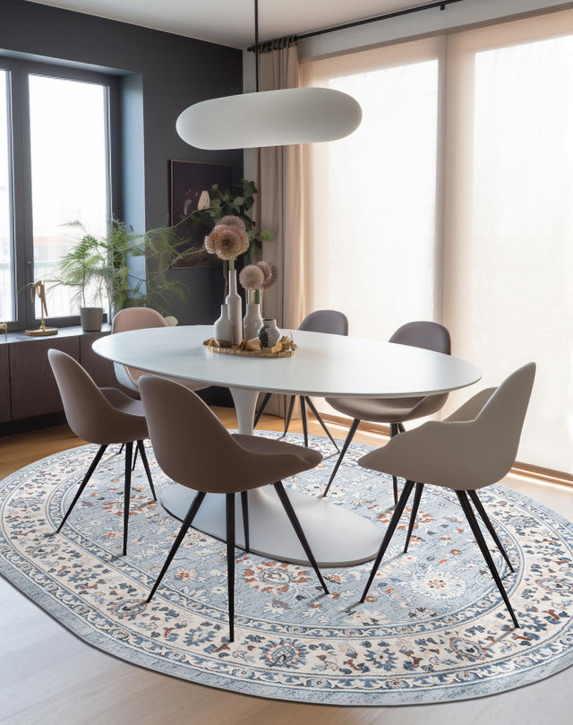 Aqua Blue 3' 1 x 5' 3 Charlotte Oval Area Rug 100% Polypropylene With Jute Backing Traditional Classical Durable Carpet for Living Dining Office Rooms for Sale at Rug Engine