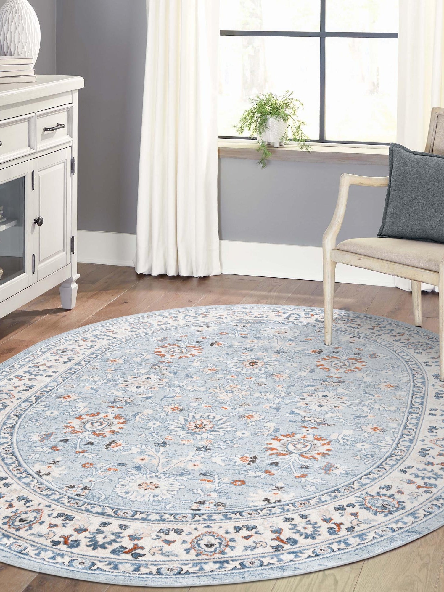 Aqua Blue 4' 1 x 6' 1 Charlotte Oval Area Rug 100% Polypropylene With Jute Backing Traditional Classical Durable Carpet for Living Dining Office Rooms for Sale at Rug Engine