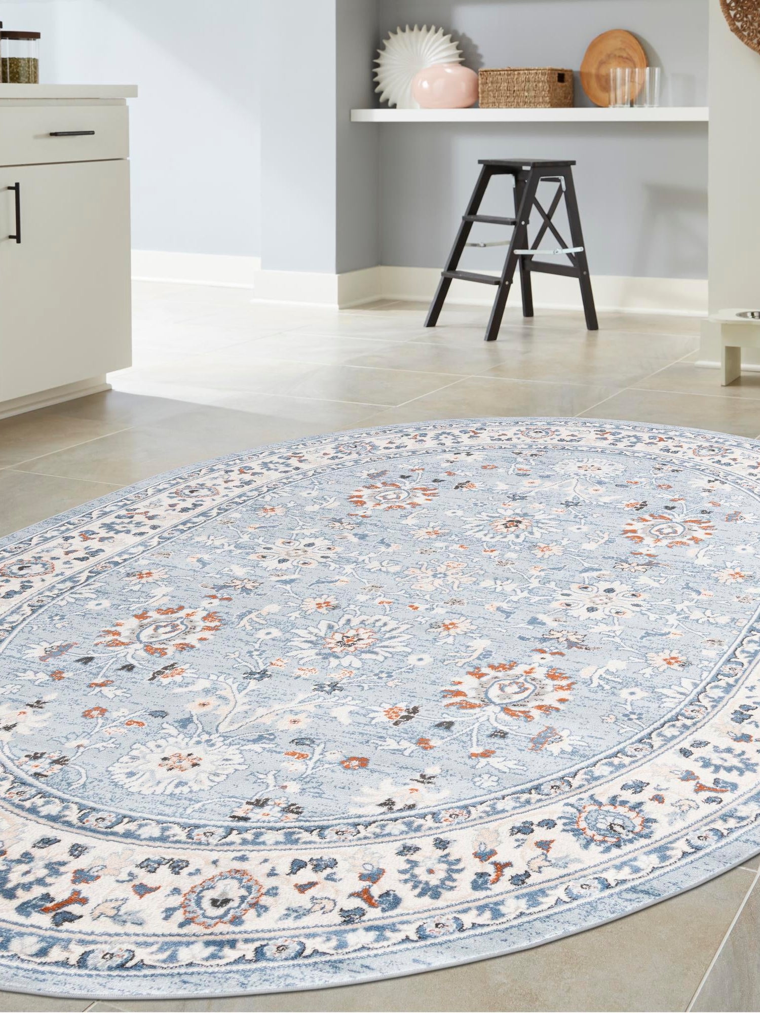 Aqua Blue 3' 1 x 5' 3 Charlotte Oval Area Rug 100% Polypropylene With Jute Backing Traditional Classical Durable Carpet for Living Dining Office Rooms for Sale at Rug Engine