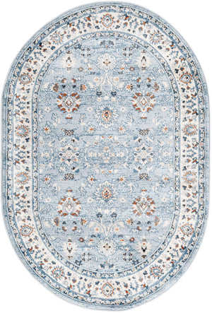 Aqua Blue 4' 1 x 6' 1 Charlotte Oval Area Rug 100% Polypropylene With Jute Backing Traditional Classical Durable Carpet for Living Dining Office Rooms for Sale at Rug Engine