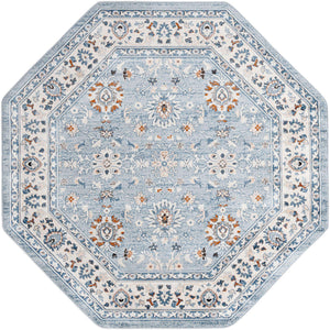 Aqua Blue 7' 10 x 7' 10 Charlotte Octagon Area Rug 100% Polypropylene With Jute Backing Traditional Classical Durable Carpet for Living Dining Office Rooms for Sale at Rug Engine