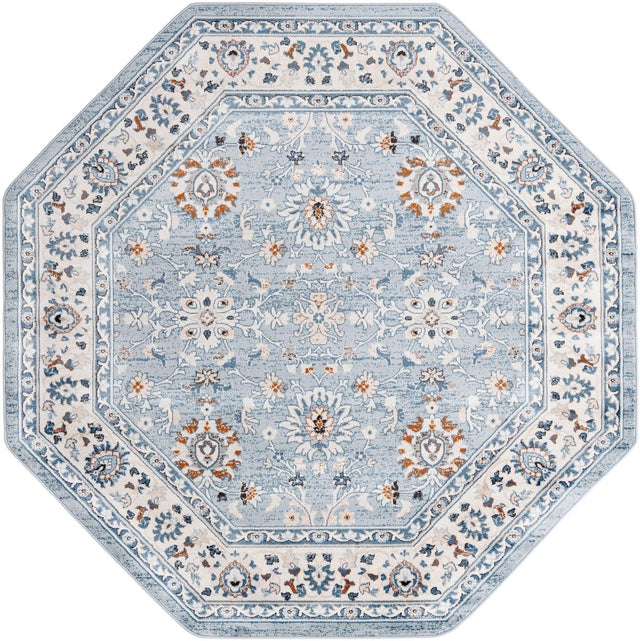 Aqua Blue 7' 10 x 7' 10 Charlotte Octagon Area Rug 100% Polypropylene With Jute Backing Traditional Classical Durable Carpet for Living Dining Office Rooms for Sale at Rug Engine