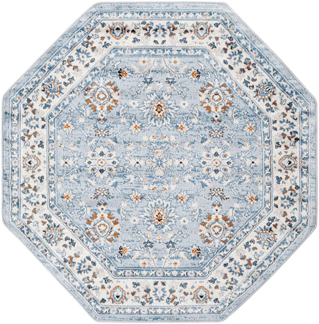 Aqua Blue 5' 3 x 5' 3 Charlotte Octagon Area Rug 100% Polypropylene With Jute Backing Traditional Classical Durable Carpet for Living Dining Office Rooms for Sale at Rug Engine