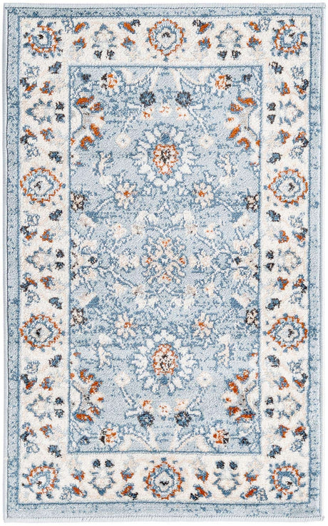 Aqua Blue 2' x 3' 1 Charlotte Rectangle Area Rug 100% Polypropylene With Jute Backing Traditional Classical Durable Carpet for Living Dining Office Rooms for Sale at Rug Engine