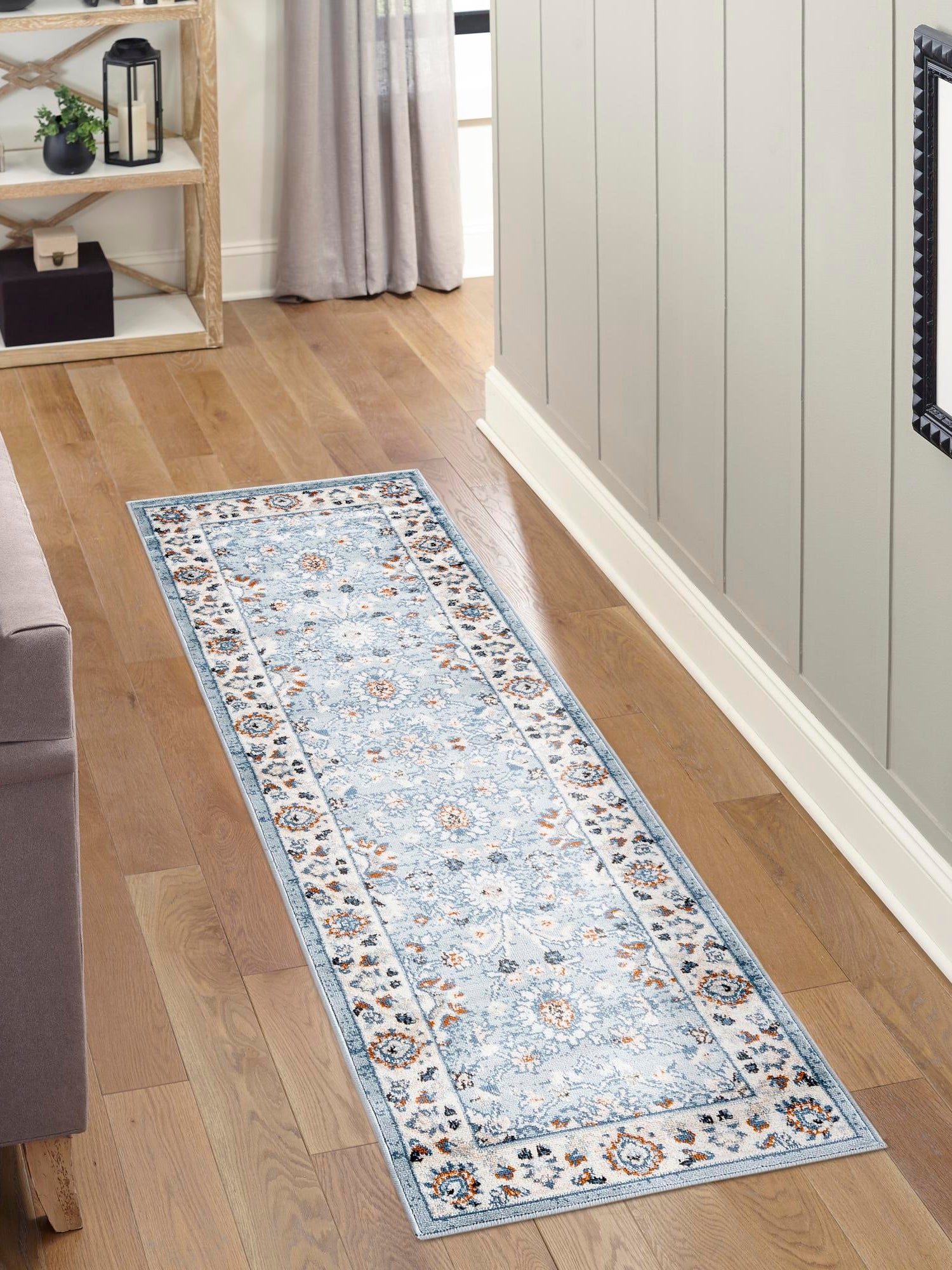 Aqua Blue 2' x 6' 1 Charlotte Runner Area Rug 100% Polypropylene With Jute Backing Traditional Classical Durable Carpet for Living Dining Office Rooms for Sale at Rug Engine