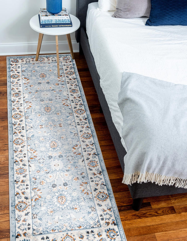 Aqua Blue 2' x 9' 10 Charlotte Runner Area Rug 100% Polypropylene With Jute Backing Traditional Classical Durable Carpet for Living Dining Office Rooms for Sale at Rug Engine