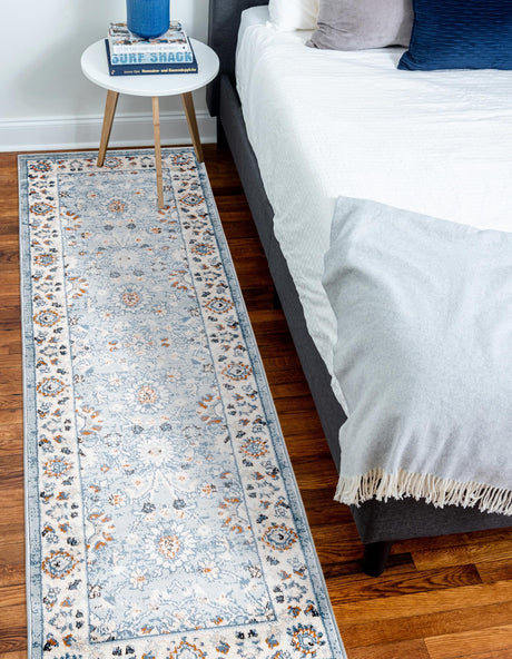 Aqua Blue 2' x 6' 1 Charlotte Runner Area Rug 100% Polypropylene With Jute Backing Traditional Classical Durable Carpet for Living Dining Office Rooms for Sale at Rug Engine