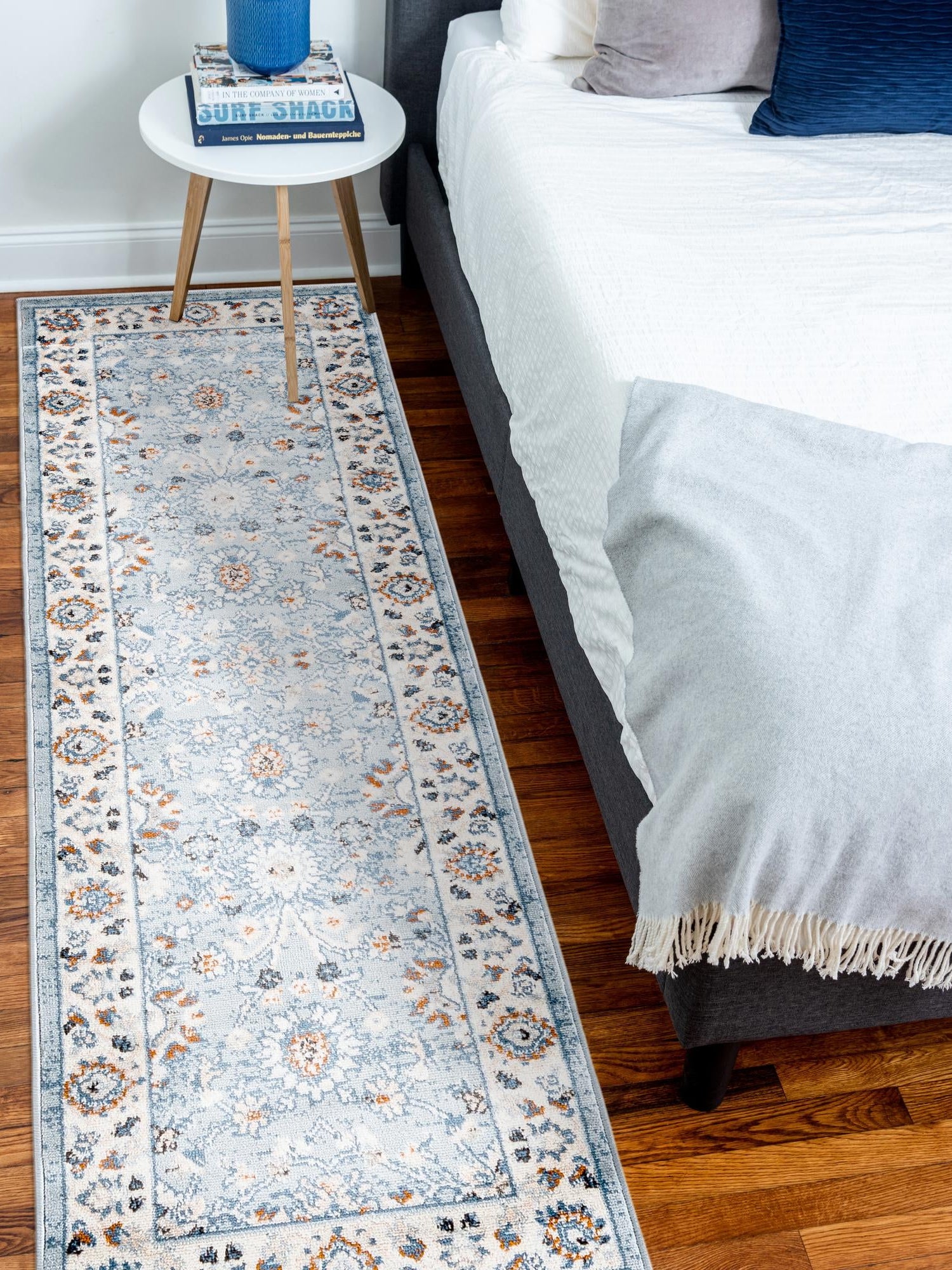 Aqua Blue 2' 7 x 12' Charlotte Runner Area Rug 100% Polypropylene With Jute Backing Traditional Classical Durable Carpet for Living Dining Office Rooms for Sale at Rug Engine