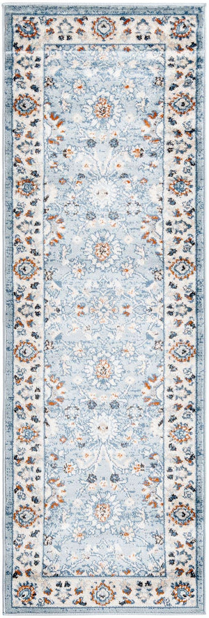 Aqua Blue 2' x 6' 1 Charlotte Runner Area Rug 100% Polypropylene With Jute Backing Traditional Classical Durable Carpet for Living Dining Office Rooms for Sale at Rug Engine