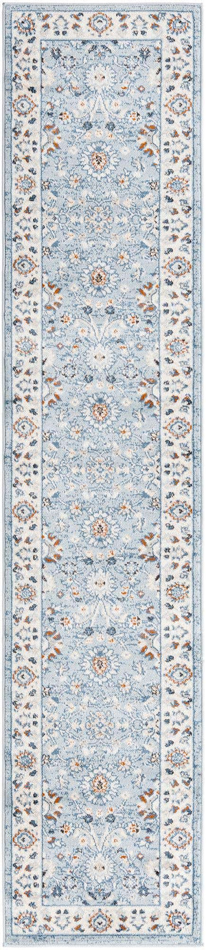 Aqua Blue 2' x 9' 10 Charlotte Runner Area Rug 100% Polypropylene With Jute Backing Traditional Classical Durable Carpet for Living Dining Office Rooms for Sale at Rug Engine