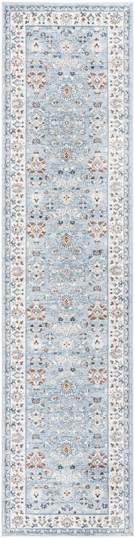 Aqua Blue 3' 1 x 13' 1 Charlotte Runner Area Rug 100% Polypropylene With Jute Backing Traditional Classical Durable Carpet for Living Dining Office Rooms for Sale at Rug Engine
