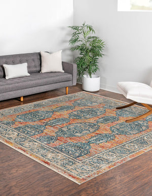 Brick Red 7' 10 x 7' 10 Lola Square Area Rug Polypropylene With Jute Backing Traditional Pattern Easy Clean Carpet for Home Interior Design for Sale at Rug Engine