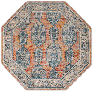 Brick Red 3' 11 x 3' 11 Lola Octagon Area Rug Polypropylene With Jute Backing Traditional Pattern Easy Clean Carpet for Home Interior Design for Sale at Rug Engine