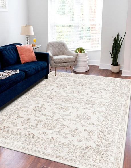 Ivory 3' 1 x 5' 3 Charlotte Rectangle Area Rug 100% Polypropylene With Jute Backing Traditional Classical Durable Carpet for Living Dining Office Rooms for Sale at Rug Engine