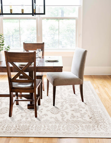 Ivory 7' 1 x 10' Charlotte Rectangle Area Rug 100% Polypropylene With Jute Backing Traditional Classical Durable Carpet for Living Dining Office Rooms for Sale at Rug Engine