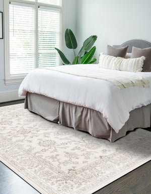 Ivory 7' 10 x 11' Charlotte Rectangle Area Rug 100% Polypropylene With Jute Backing Traditional Classical Durable Carpet for Living Dining Office Rooms for Sale at Rug Engine