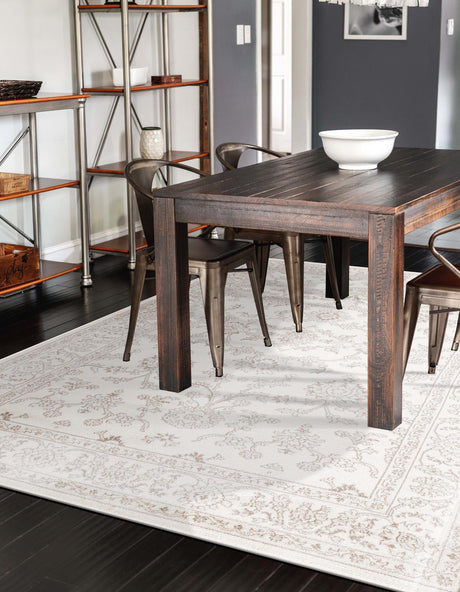 Ivory 5' 3 x 8' Charlotte Rectangle Area Rug 100% Polypropylene With Jute Backing Traditional Classical Durable Carpet for Living Dining Office Rooms for Sale at Rug Engine