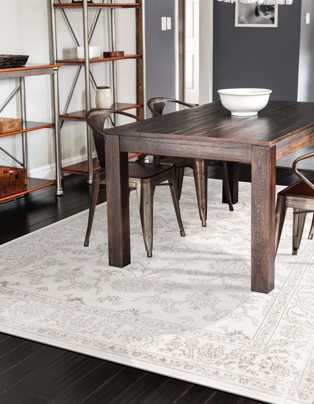 Ivory 7' 10 x 11' Charlotte Rectangle Area Rug 100% Polypropylene With Jute Backing Traditional Classical Durable Carpet for Living Dining Office Rooms for Sale at Rug Engine