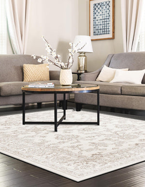 Ivory 7' 1 x 10' Charlotte Rectangle Area Rug 100% Polypropylene With Jute Backing Traditional Classical Durable Carpet for Living Dining Office Rooms for Sale at Rug Engine