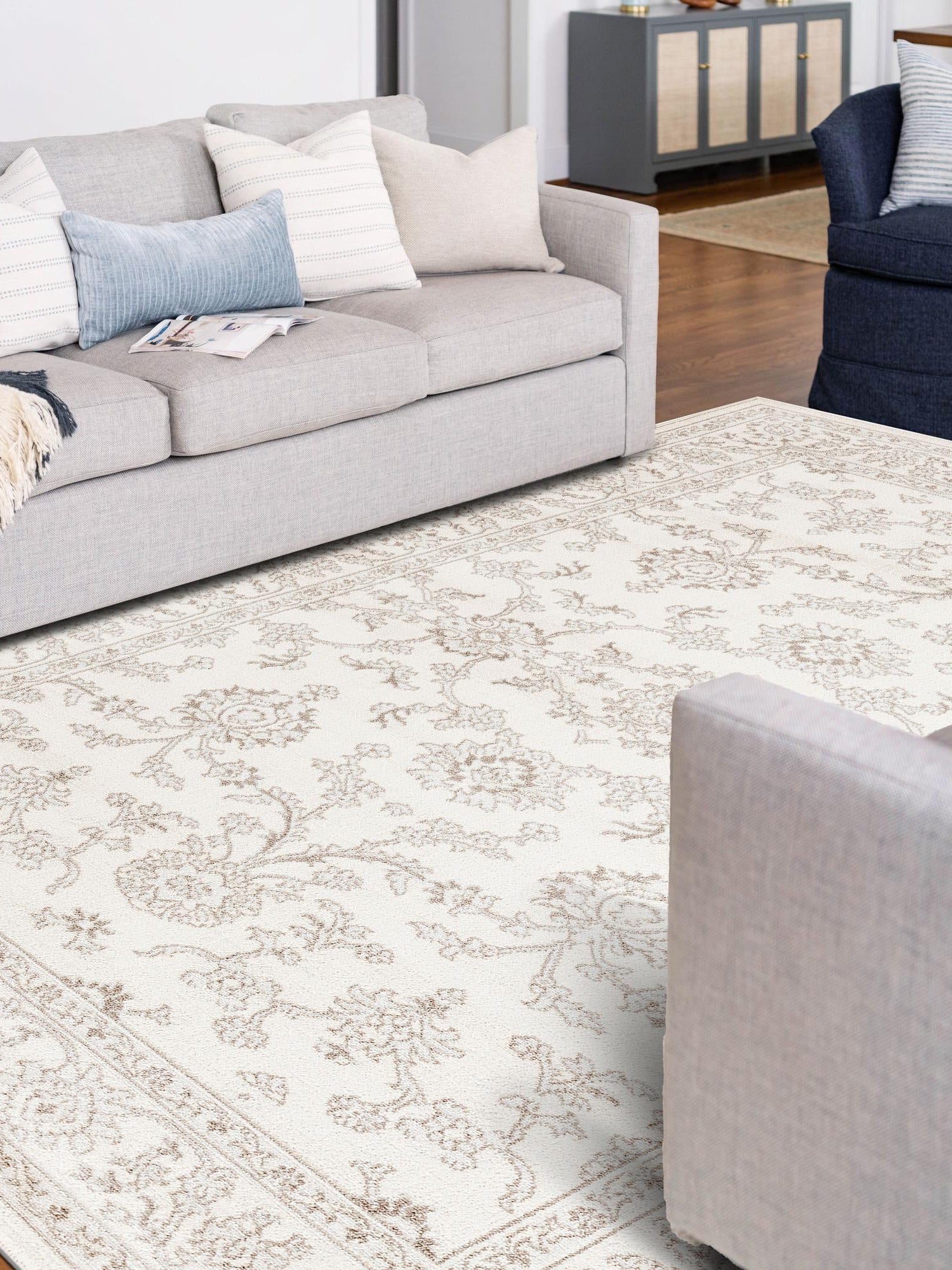 Ivory 10' x 13' Charlotte Rectangle Area Rug 100% Polypropylene With Jute Backing Traditional Classical Durable Carpet for Living Dining Office Rooms for Sale at Rug Engine