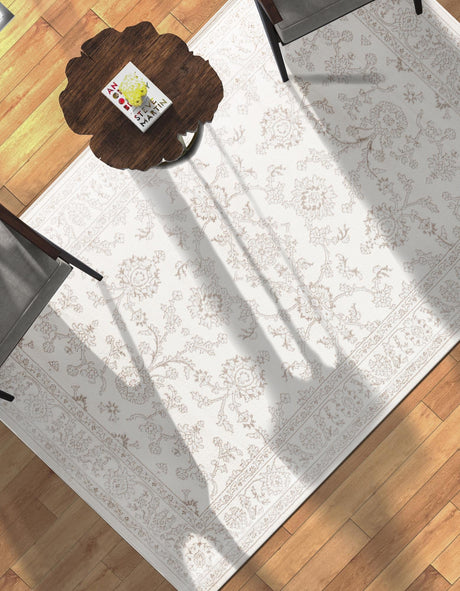 Ivory 7' 10 x 11' Charlotte Rectangle Area Rug 100% Polypropylene With Jute Backing Traditional Classical Durable Carpet for Living Dining Office Rooms for Sale at Rug Engine