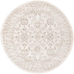 Ivory 7' 10 x 7' 10 Charlotte Round Area Rug 100% Polypropylene With Jute Backing Traditional Classical Durable Carpet for Living Dining Office Rooms for Sale at Rug Engine