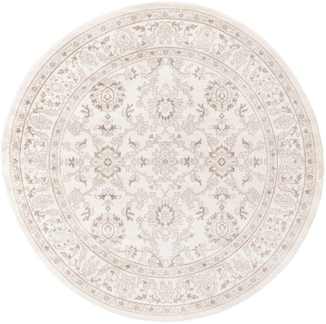 Ivory 7' 10 x 7' 10 Charlotte Round Area Rug 100% Polypropylene With Jute Backing Traditional Classical Durable Carpet for Living Dining Office Rooms for Sale at Rug Engine
