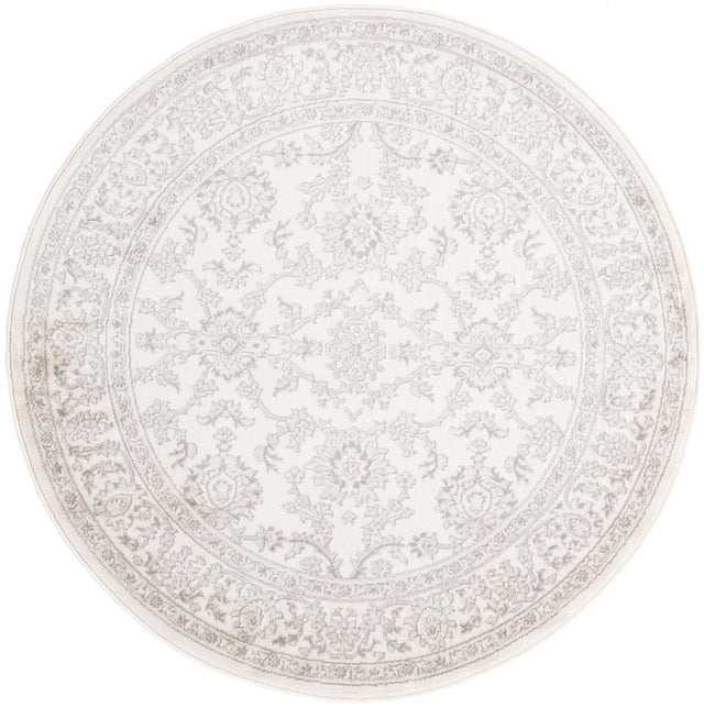 Ivory 5' 3 x 5' 3 Charlotte Round Area Rug 100% Polypropylene With Jute Backing Traditional Classical Durable Carpet for Living Dining Office Rooms for Sale at Rug Engine