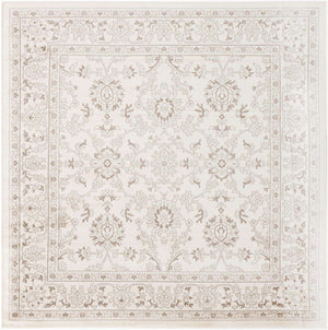 Ivory 7' 10 x 7' 10 Charlotte Square Area Rug 100% Polypropylene With Jute Backing Traditional Classical Durable Carpet for Living Dining Office Rooms for Sale at Rug Engine