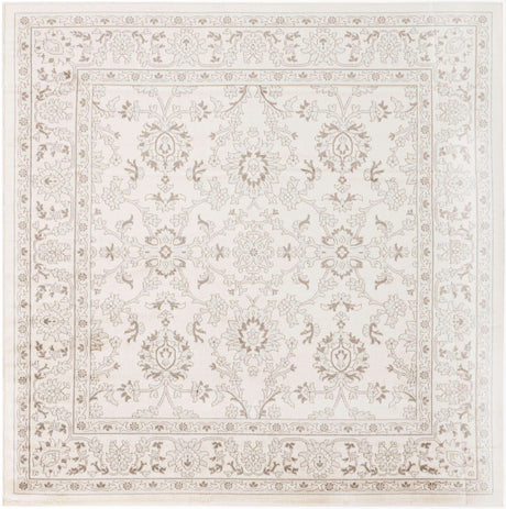 Ivory 7' 10 x 7' 10 Charlotte Square Area Rug 100% Polypropylene With Jute Backing Traditional Classical Durable Carpet for Living Dining Office Rooms for Sale at Rug Engine